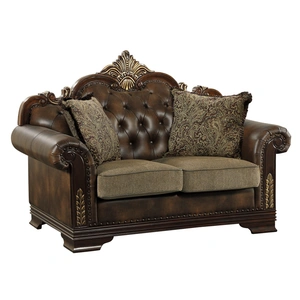 Homelegance Croydon Polyester Fabric/Bi-Cast Vinyl Loveseat in Brown