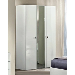Camelgroup, Italy Onda 3-Door Wood Wardrobe w/1 Mirror Door, White