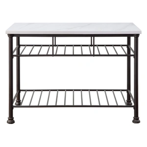ACME Freyja Wood/Metal/Artificial Stone Kitchen Island, White Cultured Marble/Gray