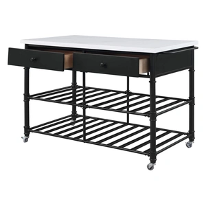 ACME Emery Wood/Metal/Artificial Stone Kitchen Island, White Cultured Marble/Gray