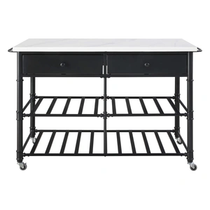 ACME Emery Wood/Metal/Artificial Stone Kitchen Island, White Cultured Marble/Gray