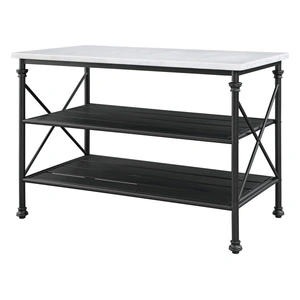 ACME Brahm Wood/Metal/Artificial Stone Kitchen Island, White Marble/Gray