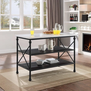 ACME Brahm Wood/Metal/Artificial Stone Kitchen Island, White Marble/Gray