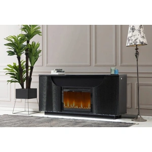 Modern Art SM Ethan 66-inch TV Console w/2 Doors & Dual LED, Black