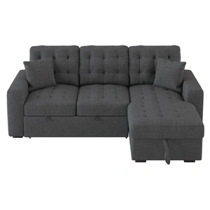 Homelegance McCafferty Polyester Fabric Sectional w/Pull-out Bed & Hidden Storage, Dark Gray