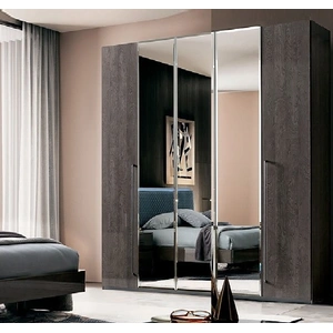 Camelgroup, Italy Maia 5-Door Wardrobe w/3 Mirror Doors, Grey