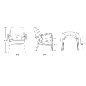 Manhattan Comfort Bradley Linen Weave Accent Chair, Charcoal/Walnut
