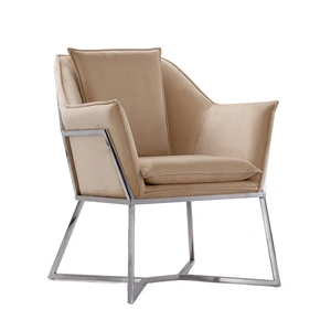 Manhattan Comfort Origami Velvet Accent Chair in Fawn