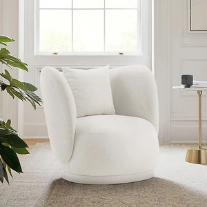 Manhattan Comfort Siri Linen Weave Accent Chair w/Pillows 