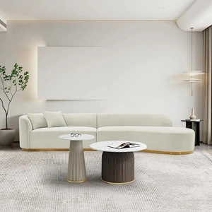 Manhattan Comfort Daria Chenille Fabric Sofa Sectional w/Pillows 