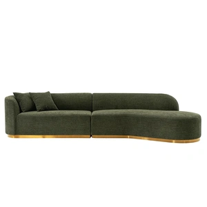 Manhattan Comfort Daria Chenille Fabric Sofa Sectional w/Pillows 