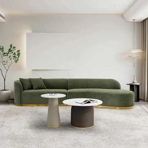 Manhattan Comfort Daria Chenille Fabric Sofa Sectional w/Pillows 