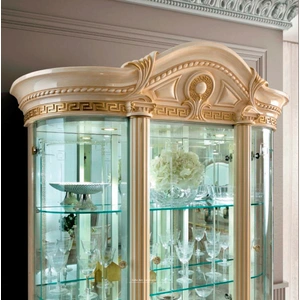Camelgroup, Italy Aida Wood/Glass China Cabinet w/4 Doors, Ivory