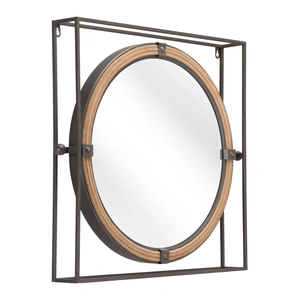 Zuo Modern Capell Round Steel/MDF Mirror, Antique Gray