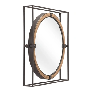 Zuo Modern Capell Round Steel/MDF Mirror, Antique Gray