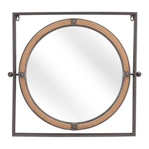 Zuo Modern Capell Round Steel/MDF Mirror, Antique Gray