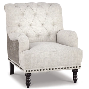 Ashley Furniture Tartonelle Polyester Accent Chair in Ivory/Taupe