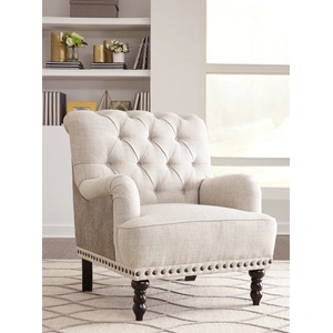 Ashley Furniture Tartonelle Polyester Accent Chair in Ivory/Taupe