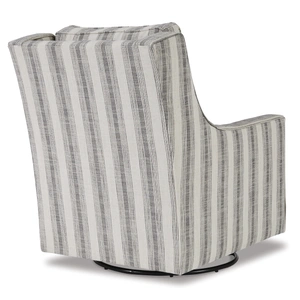 Ashley Furniture Kambria Polyester/Metal Swivel Glider Accent Chair, Ivory/Black