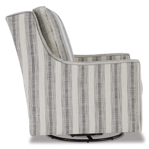 Ashley Furniture Kambria Polyester/Metal Swivel Glider Accent Chair, Ivory/Black
