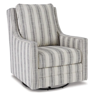 Ashley Furniture Kambria Polyester/Metal Swivel Glider Accent Chair, Ivory/Black