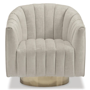 Ashley Furniture Penzlin Polyester/Metal Swivel Accent Chair in Pearl