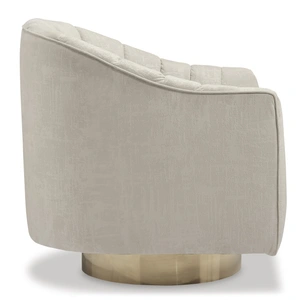 Ashley Furniture Penzlin Polyester/Metal Swivel Accent Chair in Pearl