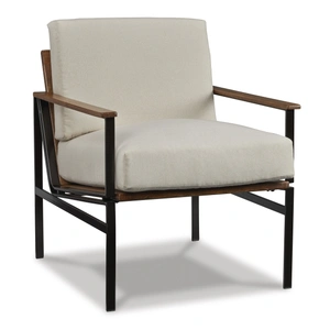 Ashley Furniture Tilden Polyester/Wood/Metal Accent Chair, Ivory/Brown