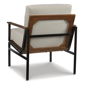 Ashley Furniture Tilden Polyester/Wood/Metal Accent Chair, Ivory/Brown