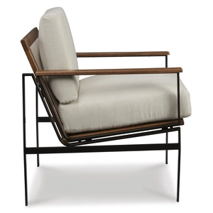 Ashley Furniture Tilden Polyester/Wood/Metal Accent Chair, Ivory/Brown