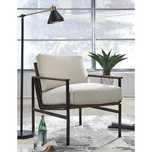 Ashley Furniture Tilden Polyester/Wood/Metal Accent Chair, Ivory/Brown
