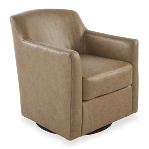 Ashley Furniture Bradney Leather/Faux Leather Swivel Accent Chair in Tumbleweed