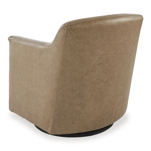 Ashley Furniture Bradney Leather/Faux Leather Swivel Accent Chair in Tumbleweed