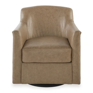 Ashley Furniture Bradney Leather/Faux Leather Swivel Accent Chair in Tumbleweed