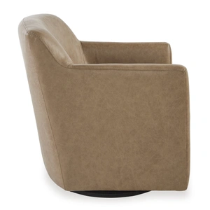 Ashley Furniture Bradney Leather/Faux Leather Swivel Accent Chair in Tumbleweed