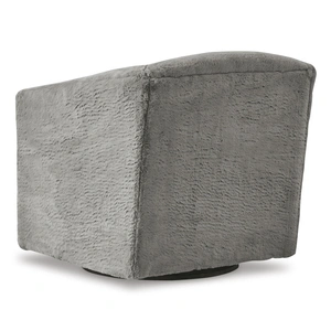 Ashley Furniture Bramner Polyester/Metal Swivel Accent Chair in Charcoal