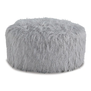 Ashley Furniture Galice 40-inch Round Oversized Accent Ottoman - Light Gray Textured Polyester, Light Gray