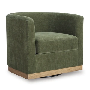 Ashley Furniture Jersonlow Polyester/Wood/Metal Swivel Accent Chair in Forest Green