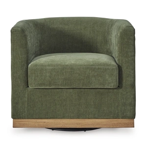 Ashley Furniture Jersonlow Polyester/Wood/Metal Swivel Accent Chair in Forest Green