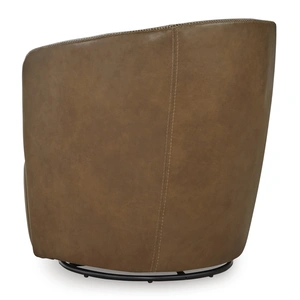 Ashley Furniture Kierreys Leather/Metal Swivel Accent Chair in Caramel
