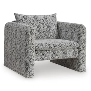 Ashley Furniture Kenbell Polyester Accent Chair in Black/White