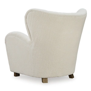 Ashley Furniture Larbell Polyester/Wood Accent Chair in Ecru