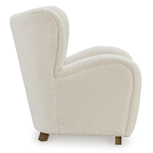 Ashley Furniture Larbell Polyester/Wood Accent Chair in Ecru