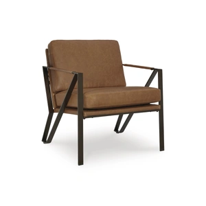 Ashley Furniture Garronmont Leather/Metal Accent Chair in Caramel