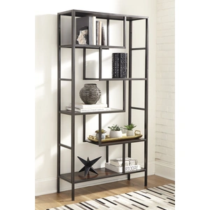 Ashley Furniture Frankwell Wood/Metal Bookcase, Brown/Black