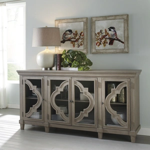 Ashley Furniture Fossil Ridge 4-Door Wood Accent Cabinet | Gray Storage, Gray