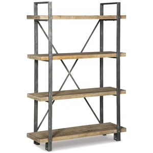 Ashley Furniture Forestmin Wood/Metal Bookcase, Brown/Black
