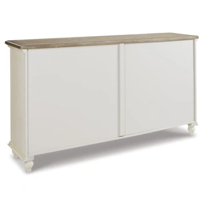 Ashley Furniture Roranville 4-Door Accent Cabinet | Antique White & Brown, Antique White
