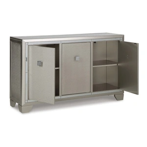 Ashley Furniture Chaseton 3-Door Accent Cabinet | Champagne Glam Storage, Champagne