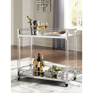 Ashley Furniture Chaseton Acrylic & Metal Bar Cart | Modern Glam Drink Station, Clear/Silver Finish